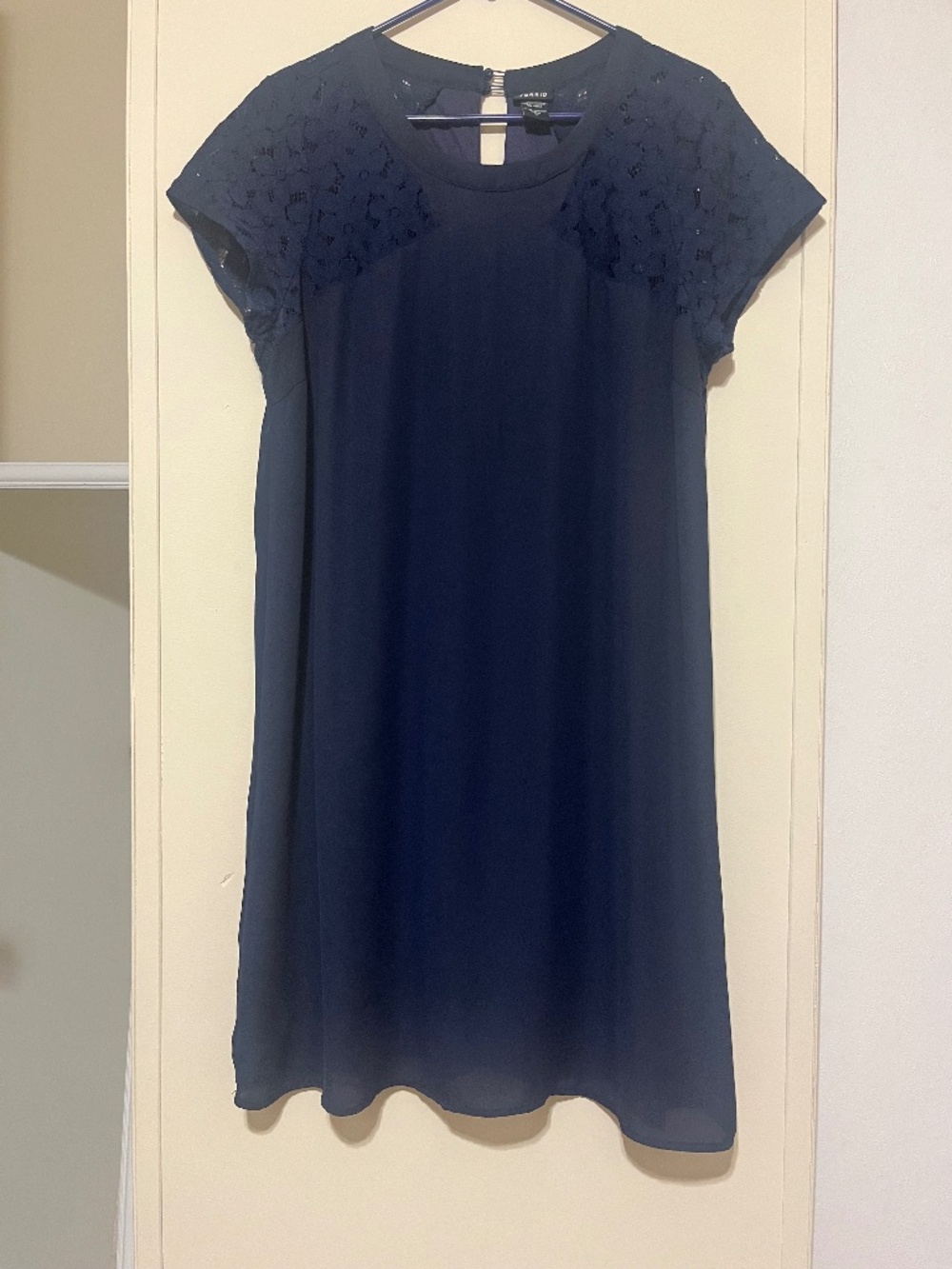 Torrid Simple navy dress with lace accent.